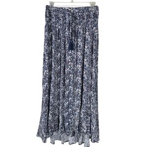 NWT Ava Christine Front Slit Smocked Floral Print Maxi Skirt Button Front S Boho